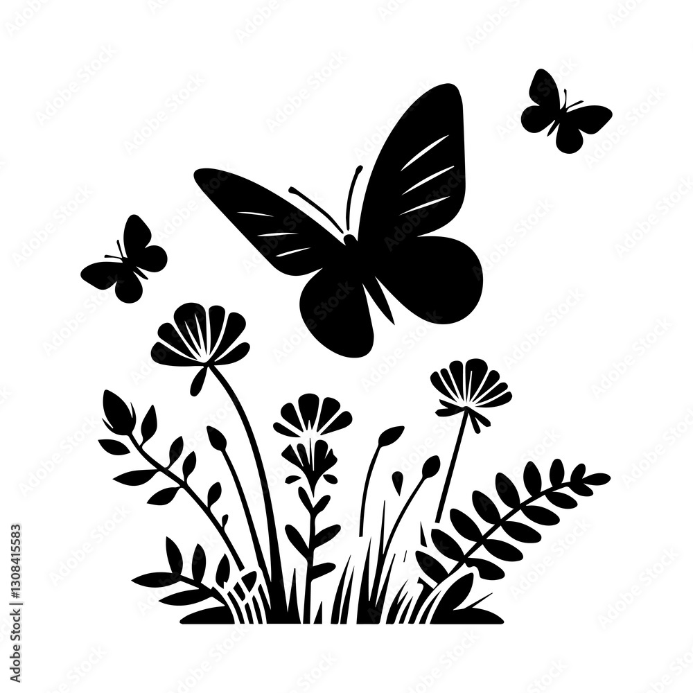 Fototapeta premium Simple Butterfly with Flower Vector Icon – Modern Logo & Illustration