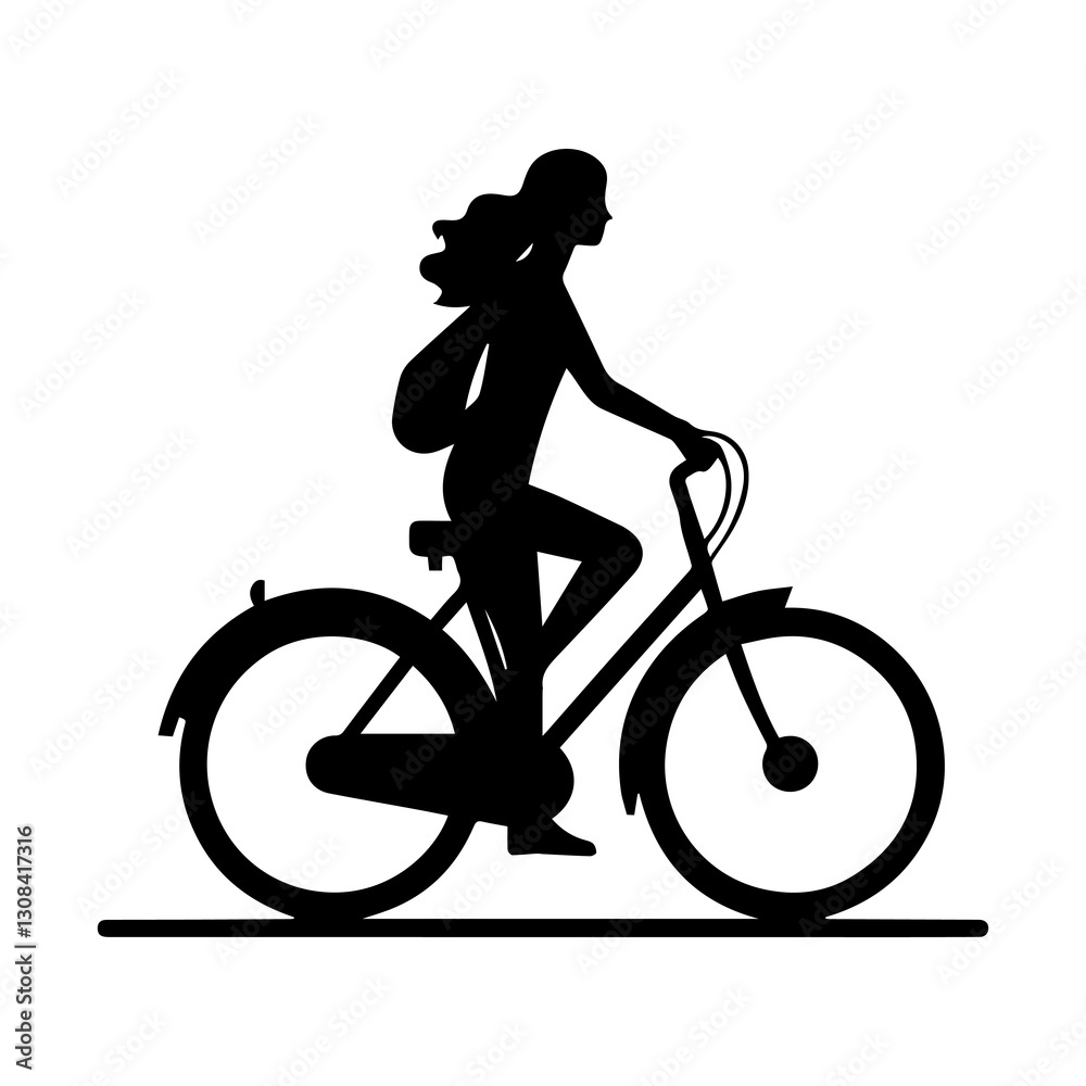 Obraz premium Simple People Cycling Vector Icon – Modern Logo & Illustration