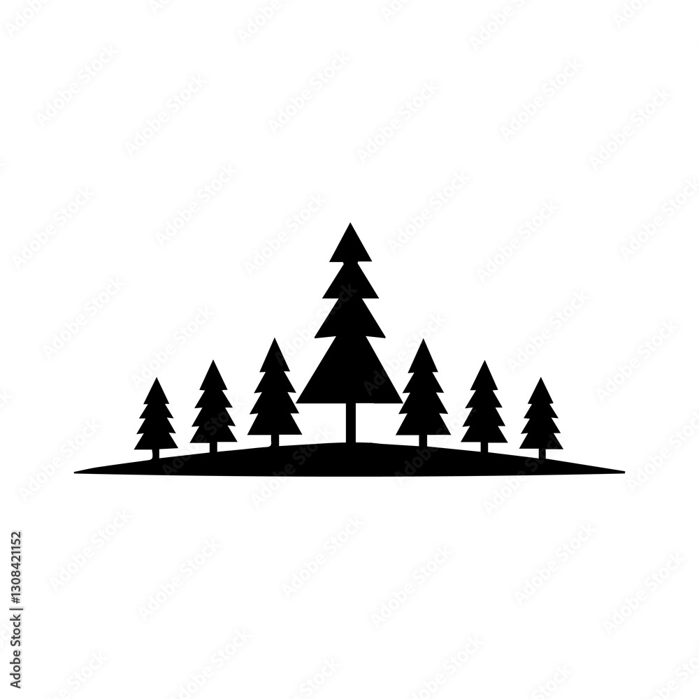 Obraz premium Simple Pine Tree Vector Icon – Modern Logo & Illustration