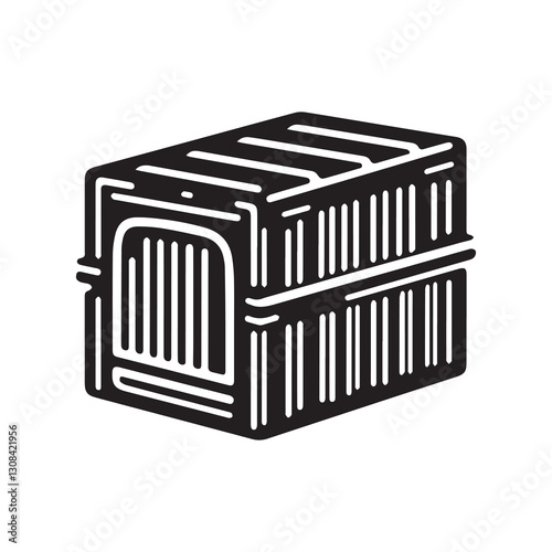 Simple Dog Crate Vector Icon – Vintage Logo & Retro Illustration