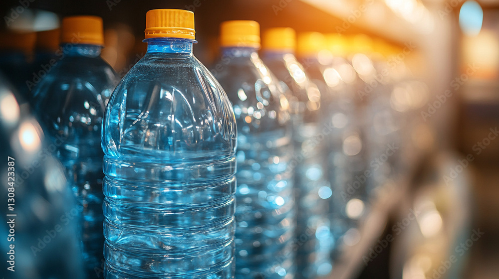 Large stacks of compressed plastic bottles in an industrial recycling center, sunlight streaming through a high window, creating dramatic shadows, symbolizing sustainability, environmental impact, and Large stacks of compressed plastic bottles in an industrial recycling center, sunlight streaming through a high window, creating dramatic shadows, symbolizing sustainability, environmental impact, and