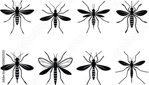 Mosquito vector shilhouette bundle Set Icon.