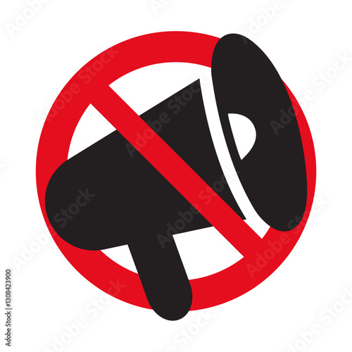 Prohibition sign. No megaphone. Vector illustration on white background.