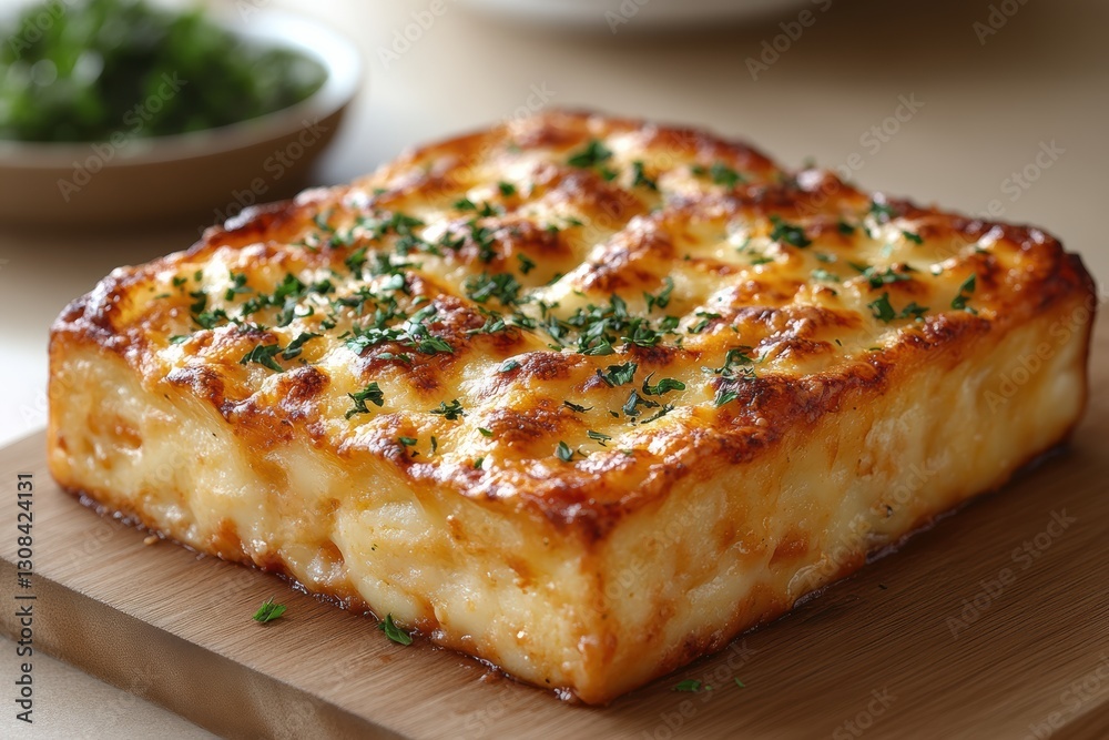 Deliciously baked cheesy casserole topped with golden crust, garnished with fresh herbs. Perfect for comfort meals or festive gatherings. Deliciously baked cheesy casserole topped with golden crust, garnished with fresh herbs. Perfect for comfort meals or festive gatherings.