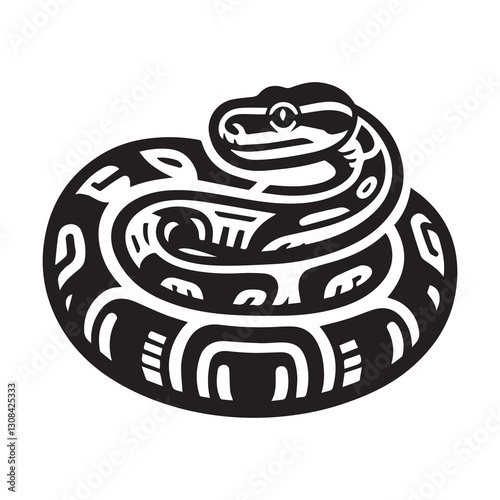 Simple Ball Python Vector Icon – Vintage Logo & Retro Illustration