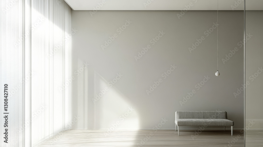 Fototapeta premium Modern minimalist interior design in bright natural light with a simple sofa