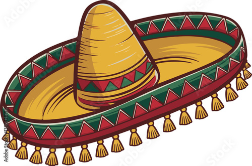 Colorful Mexican sombrero hat illustration