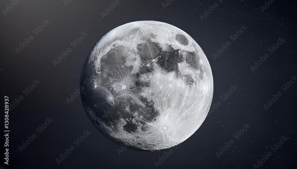 Obraz premium High-Resolution Full Moon: Detailed Lunar Surface