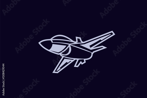 American cold war fighter plane vector illustration. simple aircraft logo, military equipment.