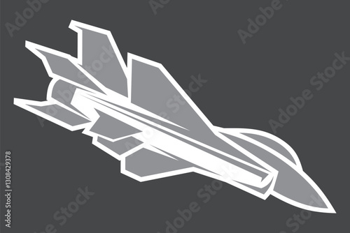 American cold war fighter plane vector illustration. simple aircraft logo, military equipment.