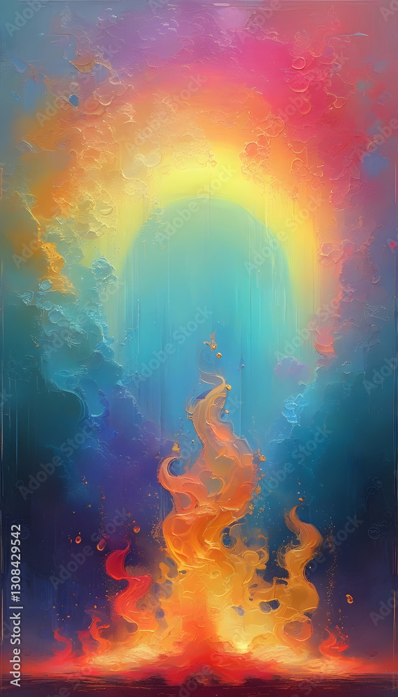 Naklejka premium Rainbow fire
