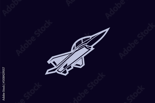 American cold war fighter plane vector illustration. simple aircraft logo, military equipment.