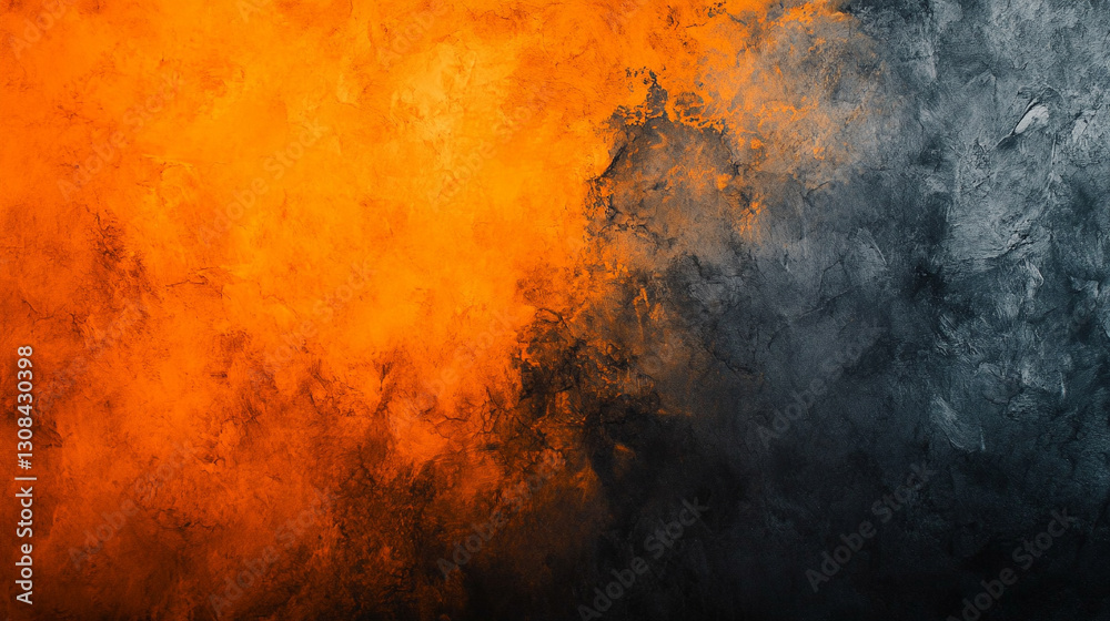 Obraz premium A modern orange and black watercolor gradient background, evoking autumn vibes and Halloween symbolism, blending warmth and mystery for a vibrant seasonal atmosphere.