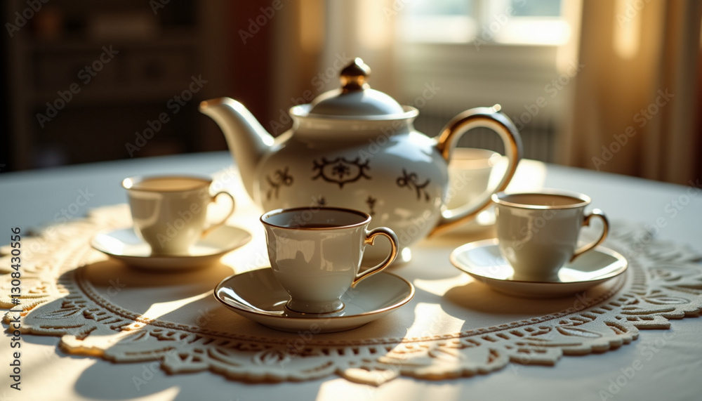 Fototapeta premium teapot and cups