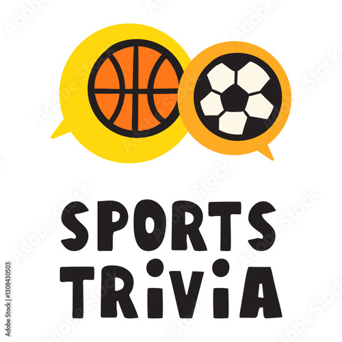 Sports trivia. Soccer and basketball balls. Hand drawn illustration. Graphic vector illustration. on white background