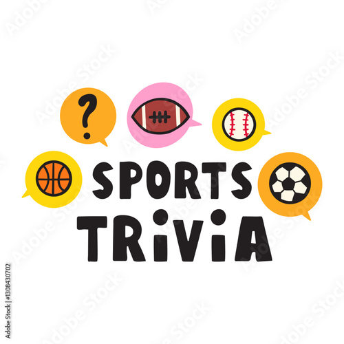 Sports trivia. Hand drawn illustration. Graphic vector design. on white background
