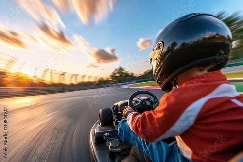 Child GoKarting Sunset Race Speed Action Sports Thrill