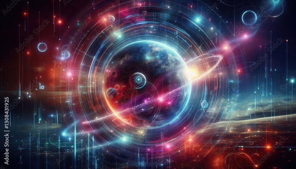 Cosmic adventure in a colorful universe digital art futuristic environment galactic view