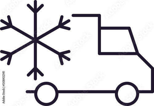 Van with Ice Outline Symbol for Graphic and Web Design, Apps, Adverts, Various Cards