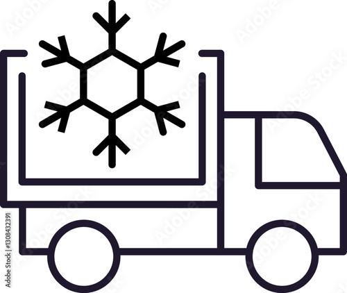 Van with Ice Outline Line Icon for Graphic and Web Design, Apps, Adverts, Various Cards