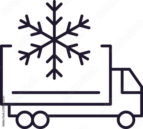 Van with Ice Outline Image for Graphic and Web Design, Apps, Adverts, Various Cards