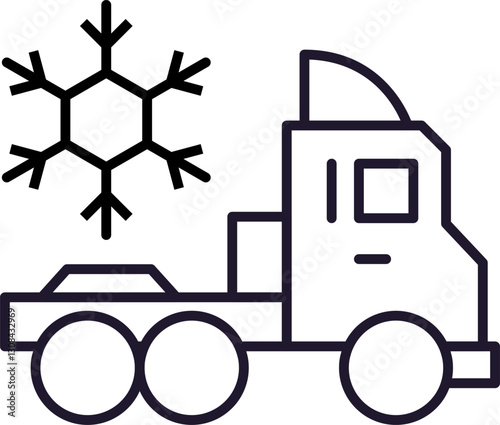 Van with Ice Minimalistic Line Icon for Web and Graphic Design, Apps, Banners, Social Network and Cards