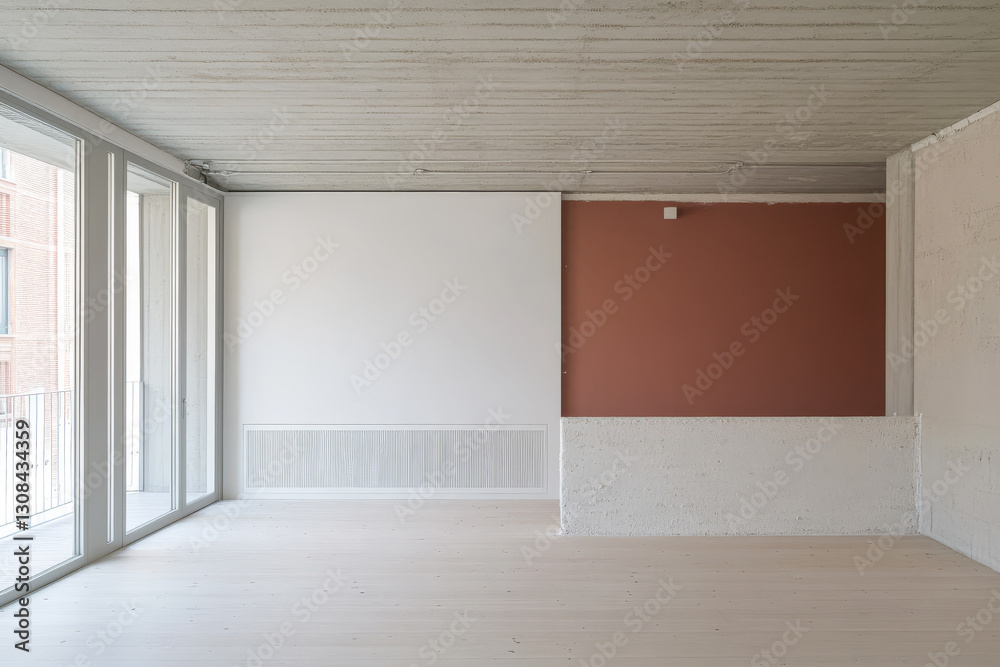Fototapeta premium Spacious modern interior with neutral tones and natural light in minimalist design