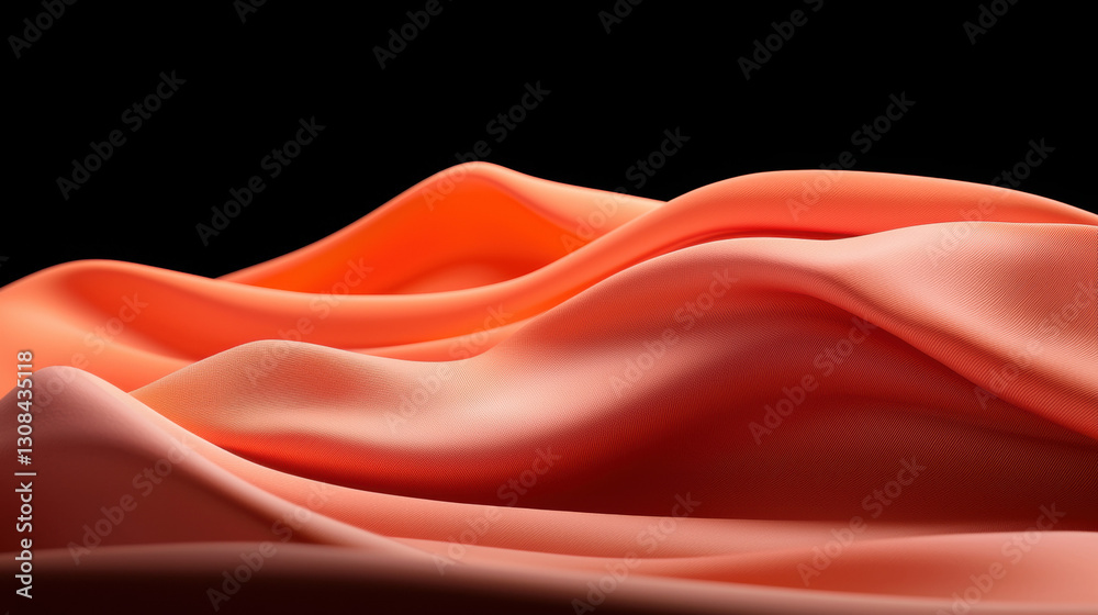 Fototapeta premium Dramatic black background showcasing a bold red and orange wave creating an abstract visual with bright tones