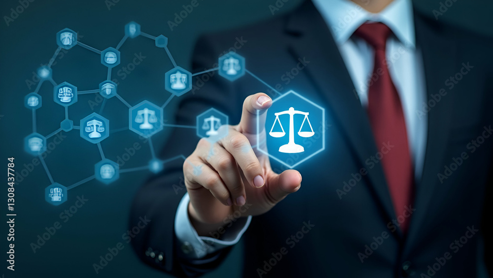 Balancing Justice and Ethics: A Flat Businessman Adjusts Holographic Legal Icons in a Cute Vector Illustration of Advanced Legal Tools for Modern Law and Ethical Practices Balancing Justice and Ethics: A Flat Businessman Adjusts Holographic Legal Icons in a Cute Vector Illustration of Advanced Legal Tools for Modern Law and Ethical Practices