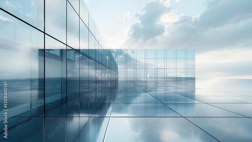 Modern Glass Facade Building with Reflection