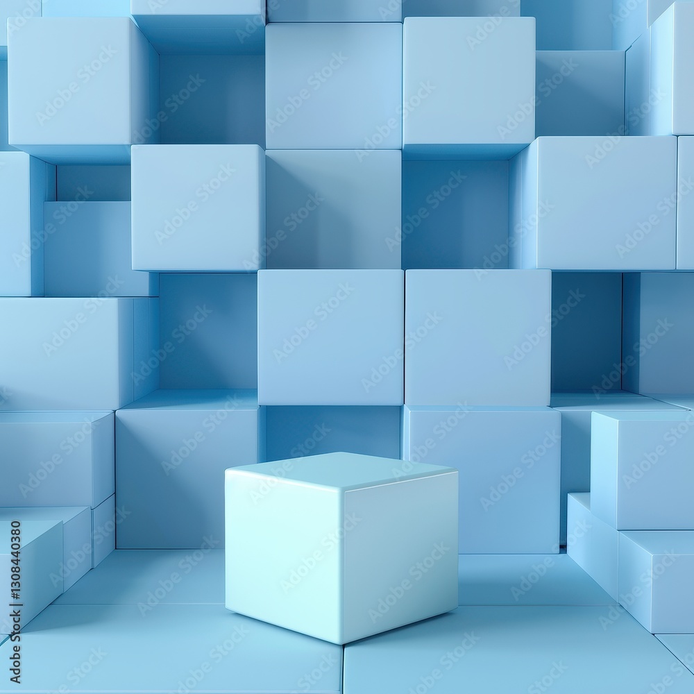 Fototapeta premium Abstract Blue Cube Display Background