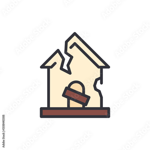 Abandoned house colored icons, minimalist vector illustration ,simple transparent graphic element .Isolated on white background