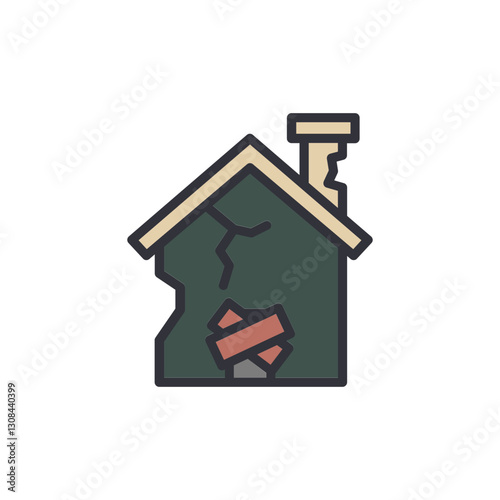 Abandoned house colored icons, minimalist vector illustration ,simple transparent graphic element .Isolated on white background