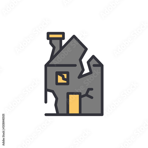 Abandoned house colored icons, minimalist vector illustration ,simple transparent graphic element .Isolated on white background
