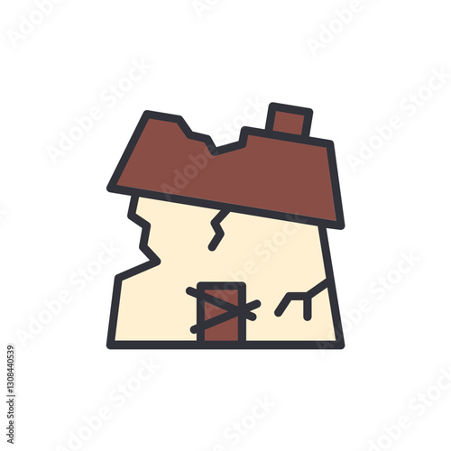 Abandoned house colored icons, minimalist vector illustration ,simple transparent graphic element .Isolated on white background