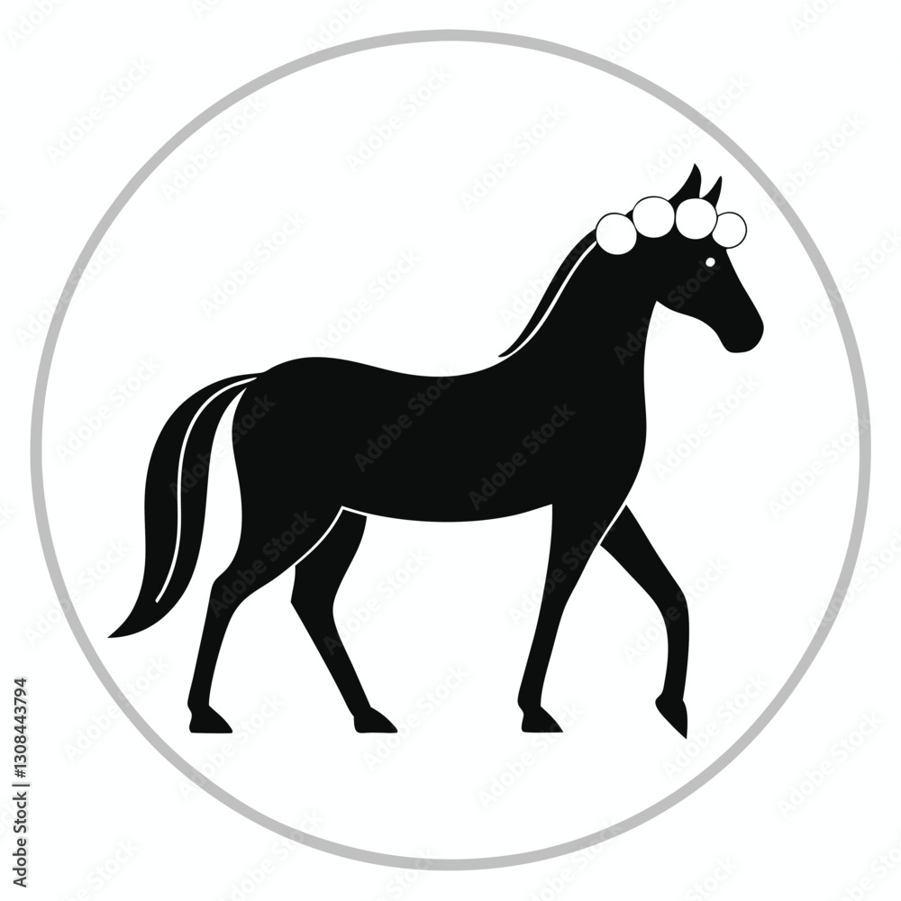 Obraz premium Majestic Horse Silhouette with Flowing Floral Mane