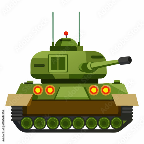 A Detailed Illustration of a Military Tank Featuring Tracks Wheels and Turret