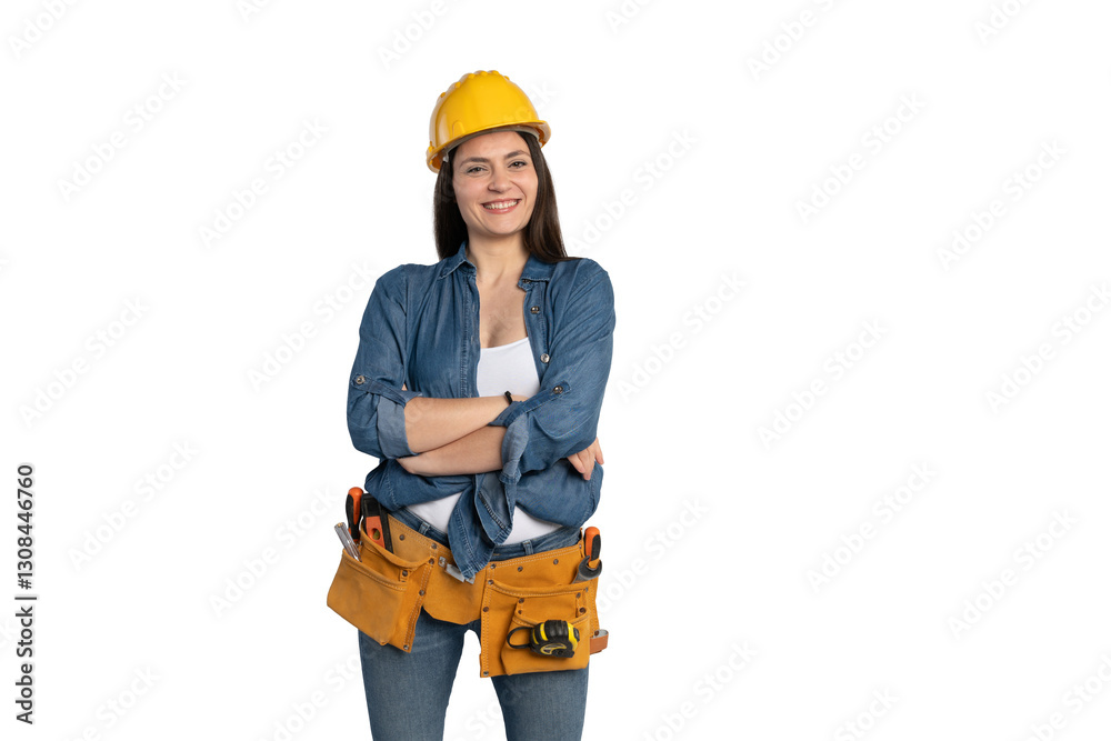 Smiling Female Construction Worker with Arms Crossed Smiling Female Construction Worker with Arms Crossed