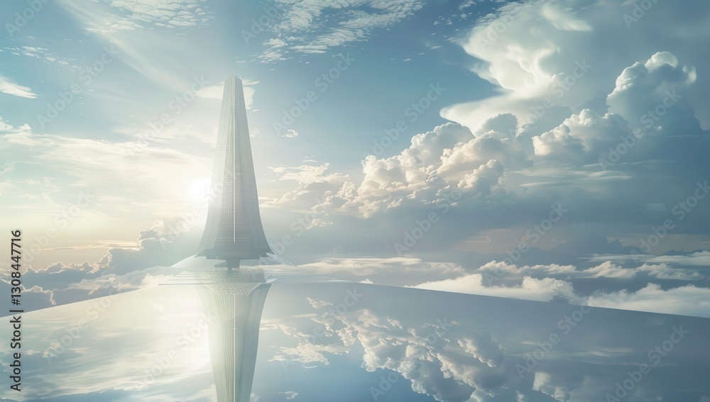 Floating Skyscraper Above the Clouds