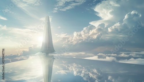 Floating Skyscraper Above the Clouds