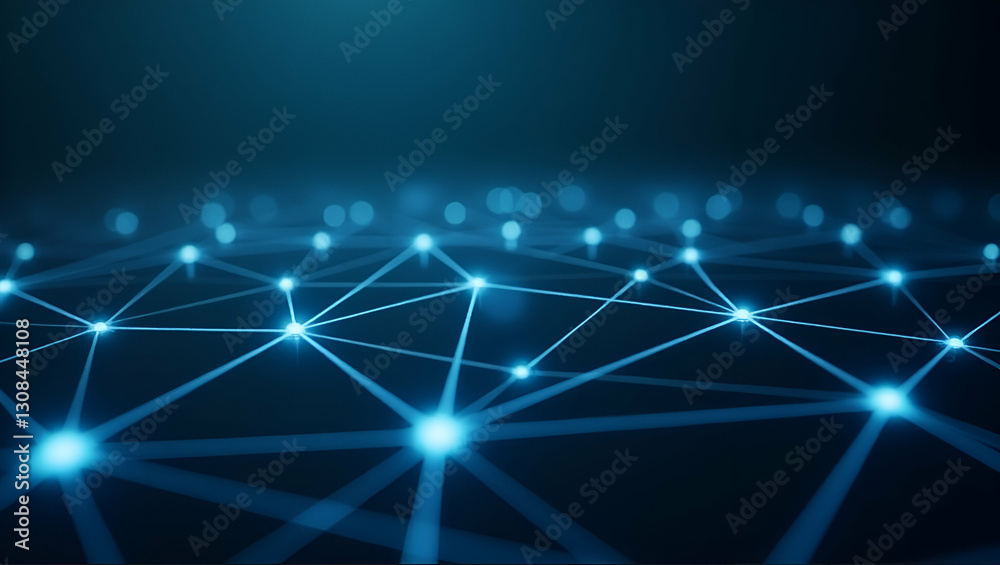 Flat Floating Graphs Illustrating Data Flow Connections Between Network Nodes in a Cute Vector Style