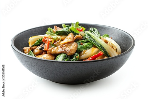 Stir-fried bok choy isolated on white background 