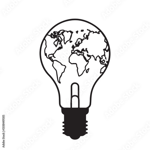 Earth light bulb vector