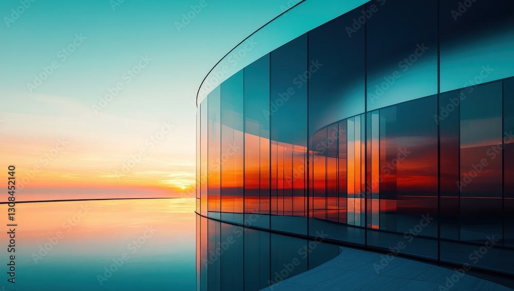 Modern Architectural Marvel at Sunset