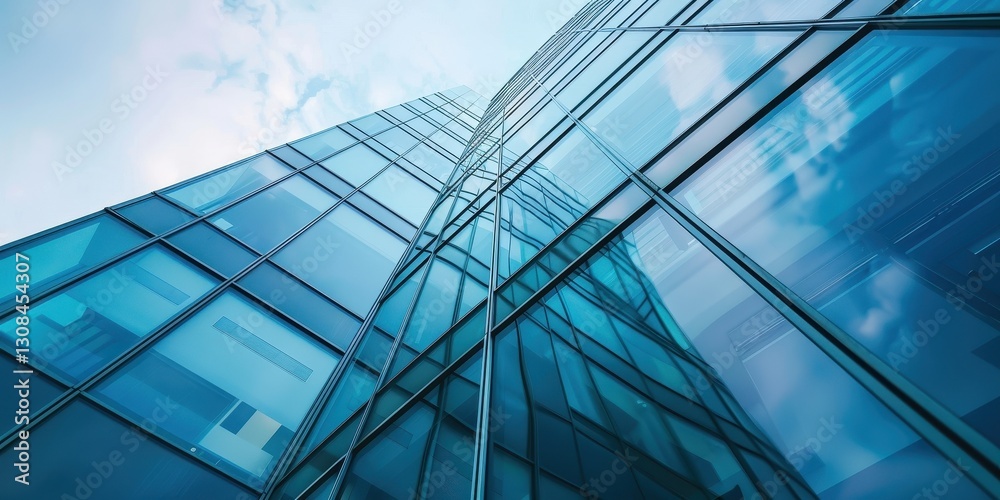 Obraz premium Modern Skyscraper Facade with Glass Windows