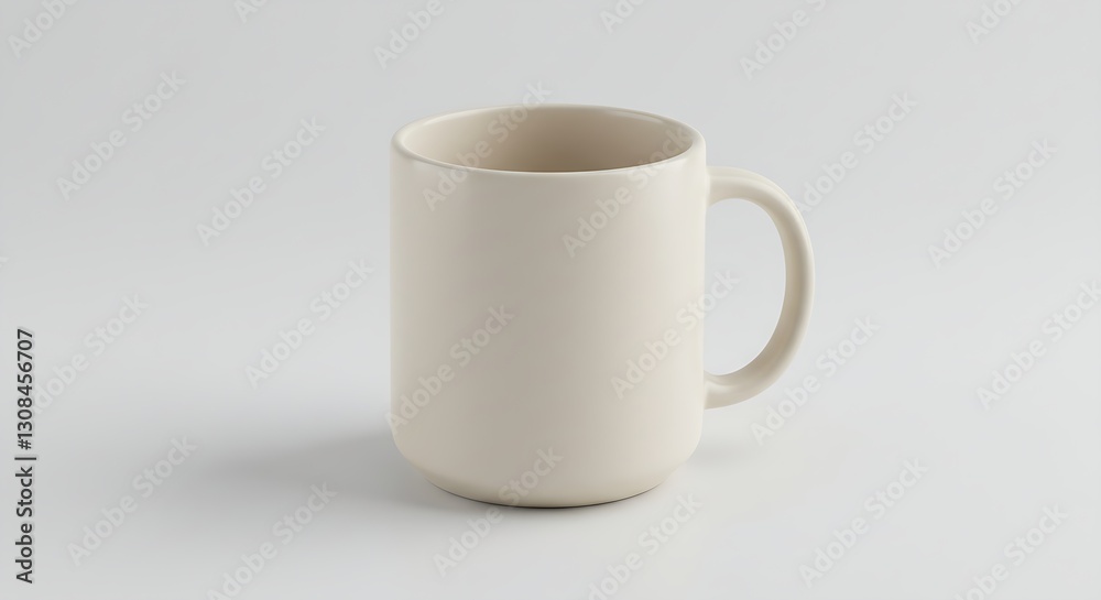 Fototapeta premium Simple ceramic mug mockup with a smooth surface on a plain white background