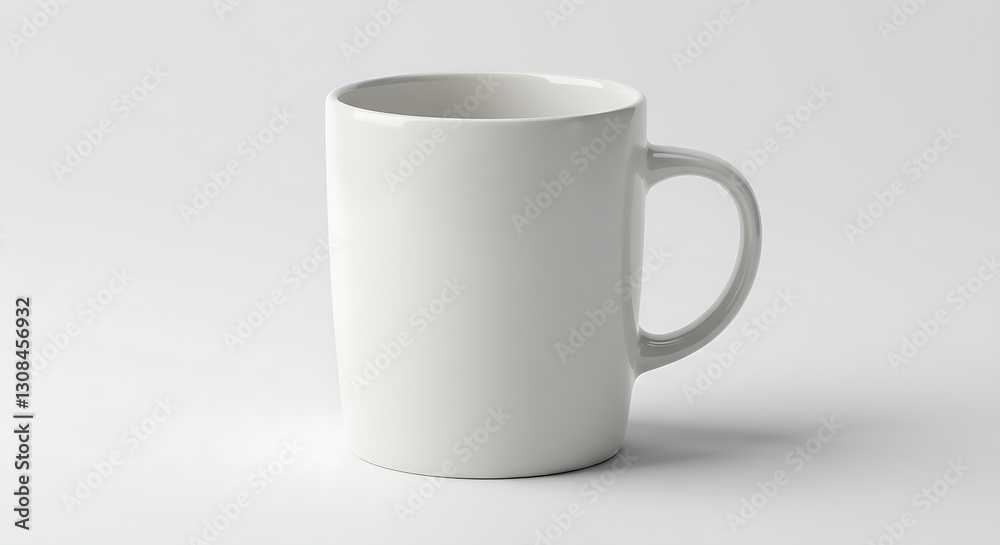 Fototapeta premium Simple ceramic mug mockup with a smooth surface on a plain white background