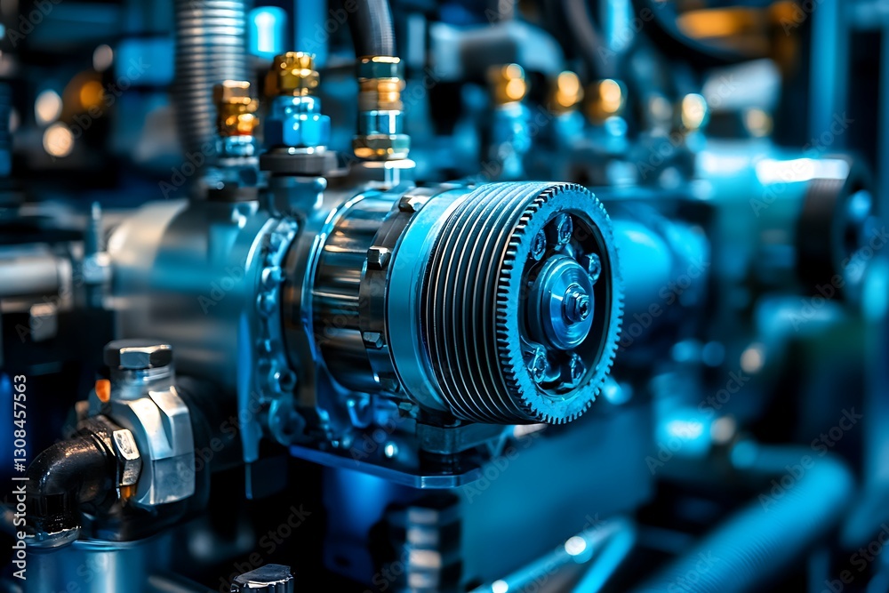 Industrial Engine Components Closeup Industrial Engine Components Closeup