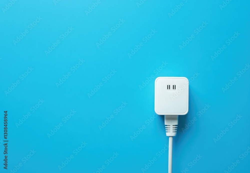 White power adapter on blue background (1)