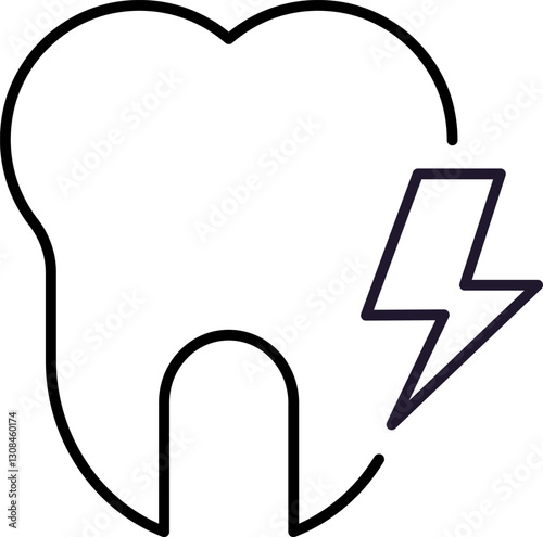 Tooth by Lightning Outline Image for Graphic and Web Design, Apps, Adverts, Various Cards